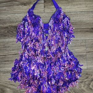 Glamour Costumes Vibrant Purple Fringe Halter Top